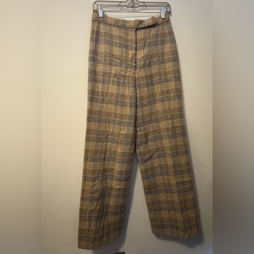 Vintage Evan Picone 100% wool Checkered Tan and Gray women’s Dress Pants